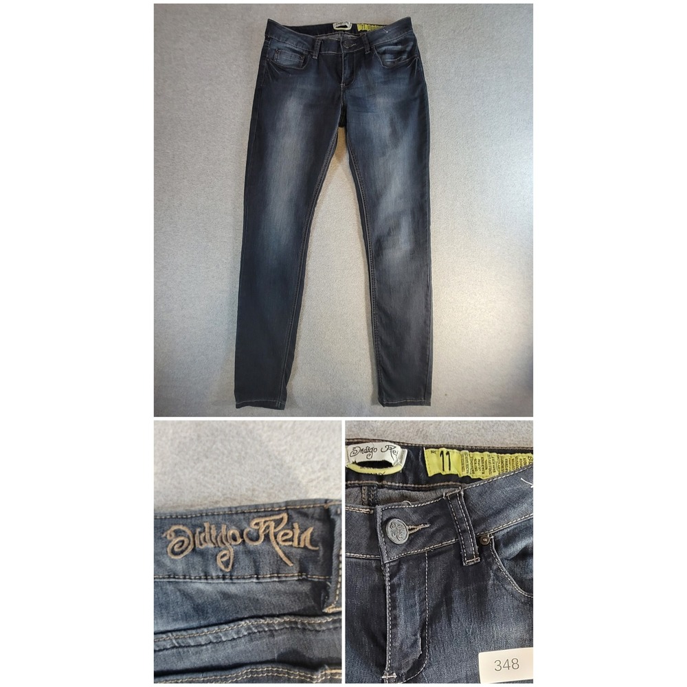 Indigo Rein Womens Skinny Jeans Dark Wash Low Rise Stretch Denim Size 11